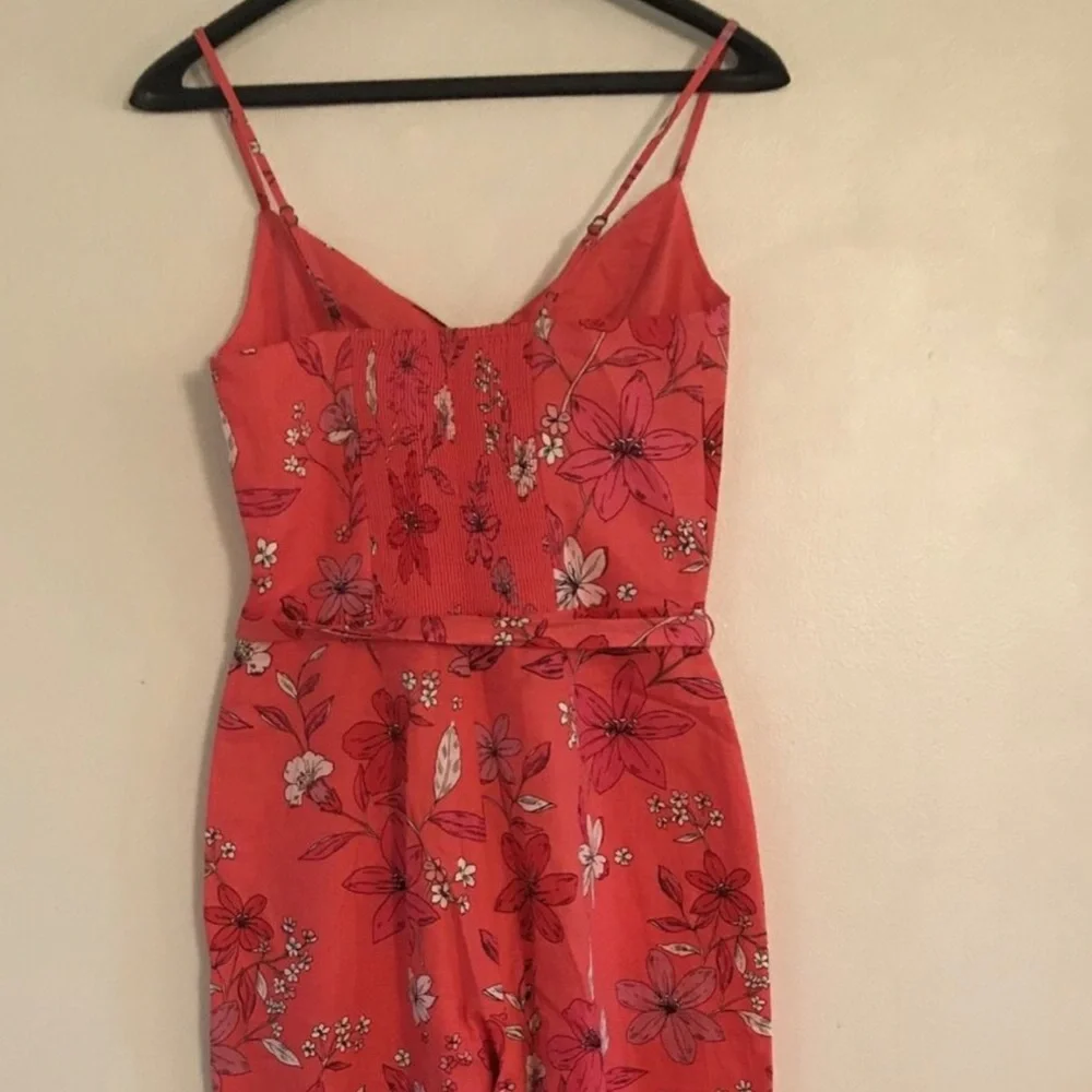 BANANA REPUBLIC LINEN FLORAL ROMPER JUMPSUIT JUMPER - 2 NEW CORAL